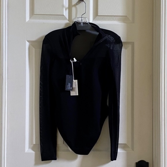 Nensi Dojaka Paneled Jersey And Tulle Black Bodysuit - Picture 11 of 13